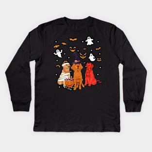 Funny Three Golden Retriever Halloween Gift Shirt Kids Long Sleeve T-Shirt